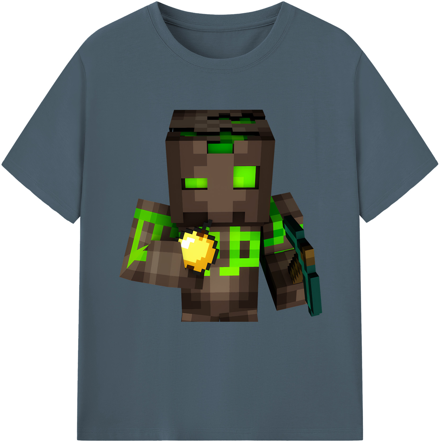 （画像用） マインクラフト ブロックの世界 Minecraft MC Block world 綿100％半袖Tシャツ（フロントプリント）